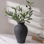 Ceramic Flower Vase Home Decor, 9 in Farmhouse Table Vases Rustic Vintage Living Room Kitchen Bedroom Pottery Decorative Vases for Flowers House Book Shelf Office Coffee Desk Dining Entryway, Black - Image 3