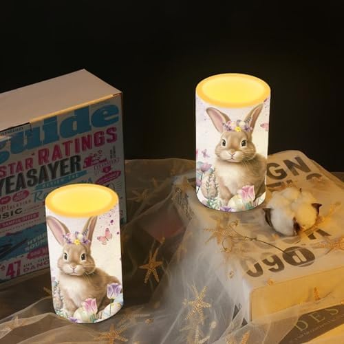 Rabbit Flameless Candles with Remote and Timer LED Candles Flickering Battery Operated Fake Candle for Home Easter Bedroom Living Room Dining Room Table Decor Set of 2 - Image 6