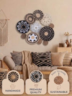 11-Piece (Retro) Boho Wall Basket Decor – Handmade Woven Wall Baskets, Bohemian Farmhouse Wall Art, Rustic Hanging Basket Set for Living Room, Bedroom & Kitchen Summer decoration - Image 4