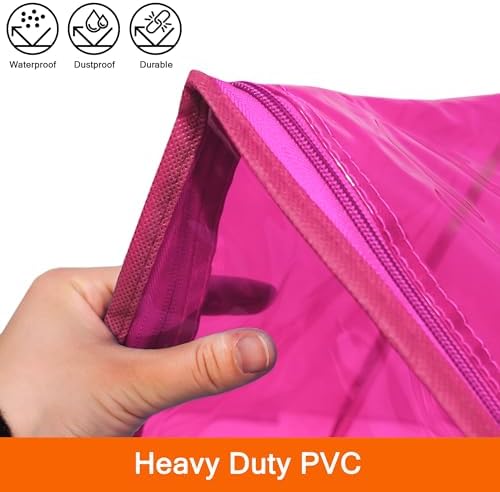 Vieshful Pink 90L Clear Clothes Storage Bag with Zipper 3 Pack - Image 3