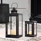 Large Lantern Decorative Outdoor & Indoor, Set of 2 (14’’&10’’) Metal Candle Lanterns Decor, Vintage Hanging Candle Holder for Front Porch Patio Wedding Farmhouse Home, Spring Decoration - Image 7