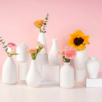 8 Pack Ceramic Bud Vase, White Ceramic Vase Modern Mini Bud Vase by Linyona