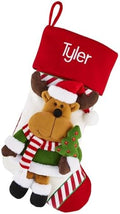 Let's Make Memories Personalized Christmas Stocking - Stockings for Family - Embroided - 3-D Plush - Christmas Decor - 8"x18" - Candy Cane Family - Reindeer by LetsMakeMemories