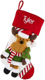 Let's Make Memories Personalized Christmas Stocking - Stockings for Family - Embroided - 3-D Plush - Christmas Decor - 8"x18" - Candy Cane Family - Reindeer by LetsMakeMemories
