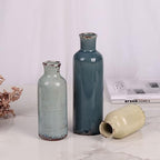 Multicolor Ceramic Vase Set of 3 - Coastal Rustic Farmhouse Decor Flower Vases for Shelf, Dining Room Table, Fireplace Mantel, Living Room, Coffee Table, Tabletop, Kitchen Cabinet, Entryway Decoration - Image 7