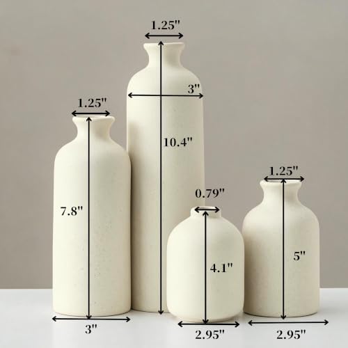 Small Ceramic Vase Set of 4,Modern Boho Farmhouse Flowers Vases - Image 2