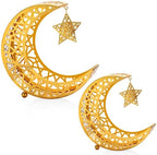 Qinyoung Ramadan Moon Star Tray, 2 Pcs Gold Metal Serving Tray, Eid Mubarak Dessert Trays, Islamic Themed Home Decoration, 2 Sizes, Sturdy, Suitable for Special Occasions - Image 6