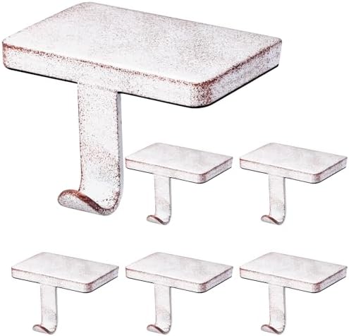 Vintage White Christmas Stocking Hooks Set of 6 – Weighted Metal Mantle Stocking Hangers with Non-Slip Base for Fireplace, Shelf, TV Stand or Dresser Decor by Btanadi-ProfessionalTools