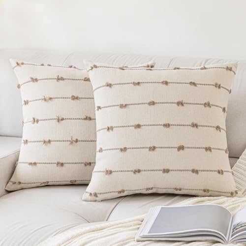 YEENAASY Boho Throw Pillow Covers 22x22 Set of 2 Farmhouse Pillow Cases by YEENAASY