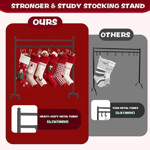 Christmas Stocking Holder Stand with 8 Hook, Heavy Duty Metal Christmas Stocking Stand for Floor, Holiday Decor Hanger Display for Home, Display Window, Living Room - Image 4