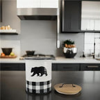 Young's Ceramic Treat Jar with Airtight Lid, Black and White Buffalo Plaid Bear Dog Treat Container, Decorative Cat Food Storage Canister - Image 2