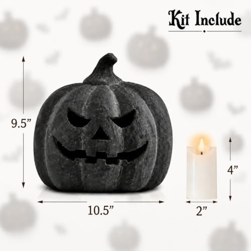 Halloween Decor - Handmade Terracotta Pumpkin Jack O' Lantern (Medium) - Image 3