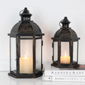 Large Lantern Decorative Outdoor & Indoor, Set of 2 (15’’&11’’) Metal Candle Lanterns Decor, Vintage Hanging Candle Holder for Front Porch Patio Wedding Farmhouse Home, Spring Decoration by DECORKEY