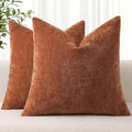 decorUhome Soft Chenille Light Rust Throw Pillow Covers 24X24 Set of 2 by decorUhome