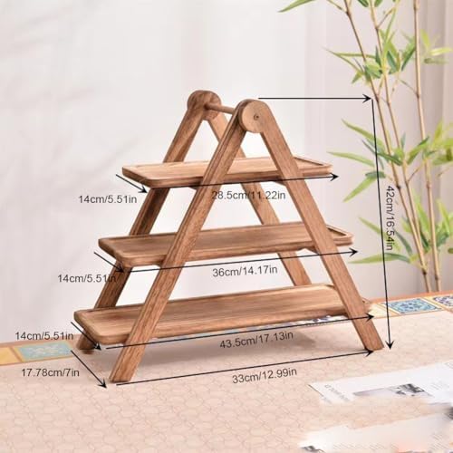 2 Pack Wood 3 Tier Serving Tray Three Tiered Cupcake Stand Rustic Rectangle Serving Platter for Party Decorative Tray Wooden Farmhouse Decor - Image 7