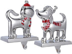 2 Set Christmas Stocking Holders for Fireplace Dog Mantle Garland Mantel Clips Stocking Hook Cat Stocking Hangers Holiday Decor (2,S-Dog Cat) by Desami