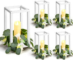 Sabary 5 Sets/ 10 Pcs Wooden Lantern Centerpieces with Candles, White by Sabary