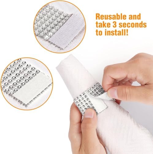 Rhinestone Napkin Rings 300pcs,Wedding Diamond Bling Crystal Napkin Rings for Wedding Reception, Dinner, Place Settings, Holiday Parties or DIY Decoration (300,Silver) - Image 5