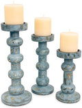 Wooden Candle Holders for Pillar Candles - Tall Rustic Candle Holder (Set of 3), Large Farmhouse Candle Holders Candle Stand, Pillar Candle Holder Set for Table Centerpiece, Fireplace, Home, Black by THOR+INSTRUMENTS
