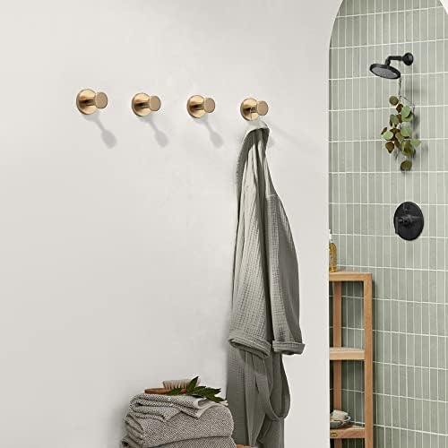 TUNNY 5 Pack Round Towel Hooks-Champagne Gold Modern Coat Hooks Shower Towel Hooks for Bathroom Kitchen Home Storage - Image 4