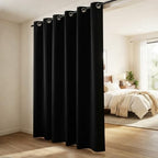 KOUFALL Blackout 84 Inch Extra Wide for Bedroom Sliding Glass Patio Door, Grommet Darkening Large Window Shade Dark Black Out Wall Curtains for Living Room, 80 Width by 84 in Length, Black - Image 2