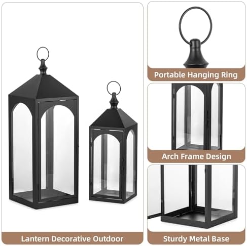 24" & 17" Large Outdoor Lantern for Patio Waterproof Porch Decor - Image 6