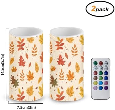 Maple Leaf Candles Battery Operated Flameless Candles with Remote Fall Decorations LED Fake Candles for Home Bedroom Harvest Holiday Thanksgiving Table Decor 3 inch Set of 2 - Image 3