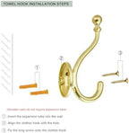 AVICCI 5 Pack Coat Hooks Brushed Gold Coat Hook,Heavy Duty Hooks Decorative Wall Hooks for Bathroom Bedroom Kitchen Towel Robe Clothes Cabinet Closet Bathroom Hardware - Image 3