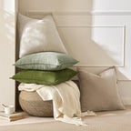 MIULEE Pack of 2 Cream Beige Euro Shams Chenille Pillow Covers 26x26 Inch - Image 7