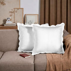 Ridhi White with White Scalloped 100% Cotton Throw Pillow Covers 20x20 Inch - Image 2