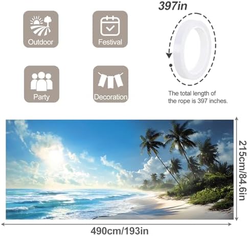 7 * 16FT Summer Garage Door Cover Decorations Sunset Palm Trees Garage Door Banner for Outdoor Indoor Summer Party Photography Backdrop (Summer Beach, 7 * 16 ft) - Image 2