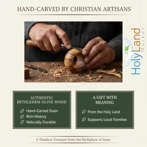 Holy Land Market Hand Carved Olive Wood Napkin Rings Set of 8 Bethlehem - Image 6