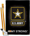 Breeze Decor HS108061-BO U.S. Army Americana Military Decorative Vertical House Flag Set, 28"x 40" w/Flagpole, Multi-Color by Breeze+Decor