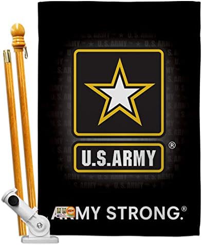 Breeze Decor HS108061-BO U.S. Army Americana Military Decorative Vertical House Flag Set, 28"x 40" w/Flagpole, Multi-Color by Breeze+Decor