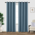 KOUFALL Slate Blue Window Treatments Curtains for Bedroom Living Room 2 Panels Set 2 Inch Grommet Holes Blackout Thick Thermal Insulated Curtains,90 Inches Long,Greyish Blue by KOUFALL