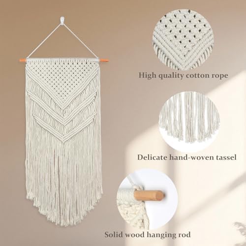 JONKASIPA Macrame Woven Wall Hanging, Bohemian Tassel Decor - Image 4