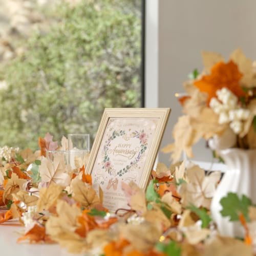 CQURE 6 Pack Fall Leaf Garland with Lights,35.4Ft 120LED Battery Operated Maple Leaves String Lights, Fall Decorations Autumn Garland for Thanksgiving Halloween Harvest Home Party - Image 2