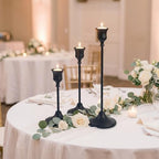 18 pcs Black Candlestick Holders Set, 3 Sizes Metal Taper Candle Holders Weighted with Anti-Slip Pad, Vintage Finish Candle Sticks for Wedding Centerpieces, Christmas Mantel, Fireplace & Table Decor - Image 4