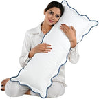 Ridhi White with Blue Scalloped 100% Cotton Throw Pillow Covers 14x36 Inch by Ridhi