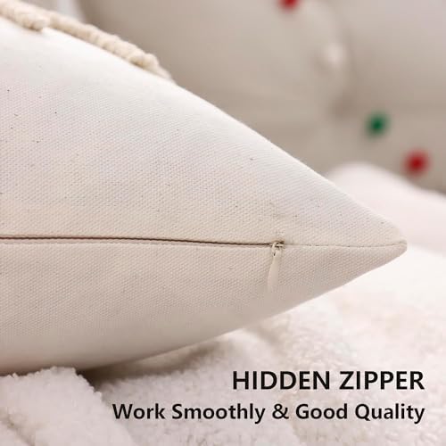 Christmas Throw Pillow Covers 18x18 Set of 2 Beige Xmas Snowflake - Image 3