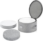Stack Store Plus More China Storage Container for Dinner Plate - Fit plates up to 11.5" W - Includes 12 Thick Felt Dividers. Hard Shell and Stackable with Padded Interior by Stozu