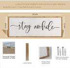 comurdyo Living Room Wall Decor Stay Awhile Sign 32"×12" Wood - Image 2