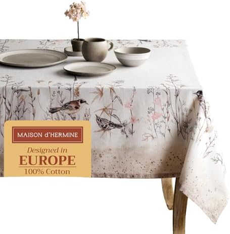 Maison d' Hermine Table Cloth Rectangle Table Reusable 100% Cotton 60"x120" by MaisondHermine