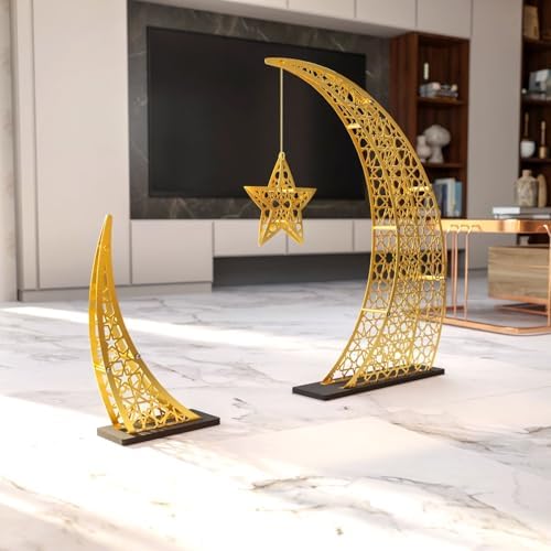 Ramadan Crescent Moon Decor Islamic Home Decoration for Eid Muslim Gifts (Matte Gold, 54x40 inches | 137x102 cm) - Image 6