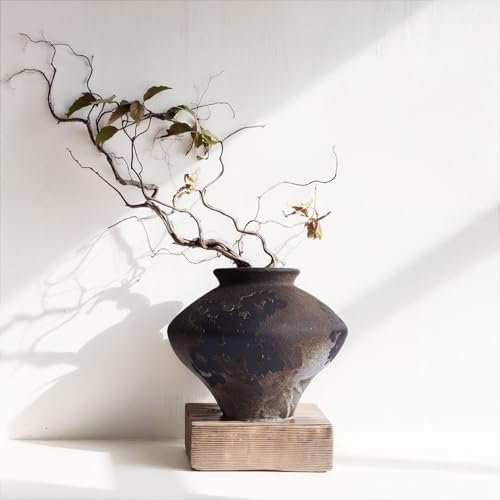 Wabi Sabi Rusty Vintage Vase, 6.3" Tall Wabi Sabi Decor Rustic Farmhouse Pottery Vase for Centerpiece, Textured Pottery Flower Vases for Home Decorative, Table, Living Room, Bedroom, Bathroom, Kitchen by QIANLING