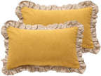 patdrea Vintage Yellow Linen Throw Pillow Covers,Set of 2,12"x20"-Kubum by patdrea