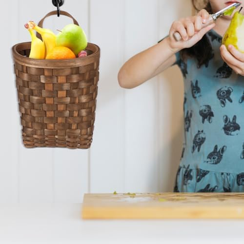 SHOWERORO Wall Storage Basket Hand-Woven Hanging Fruit Basket for Vegetables Snacks Candy and Seasoning Farmhouse Wall Hanging Flower for Kitchen Garden Home Decor 7.08 X 6.69 X 5.31 in - Image 4