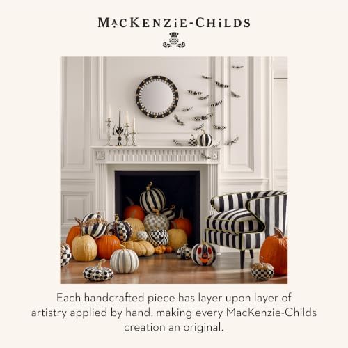 MACKENZIE-CHILDS Resin Pumpkin, Mini, Gray-and-White Sterling Check - Image 6