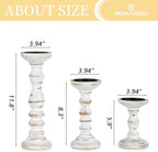 Romadedi Pillar Wood Candle Holders, Whitewashed Brown, Set of 3 - Image 5