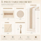 6 Sets Boho Table Runner Placemats Napkins Rings for Dining Table Decor - Image 2